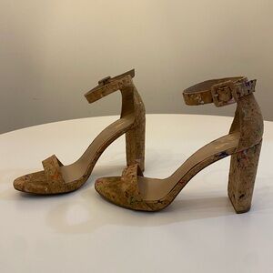 Mix No. 6 Cork Ankle-Strap Block Heels w/ Multicolor Accents | Size 8.5 | 4”
